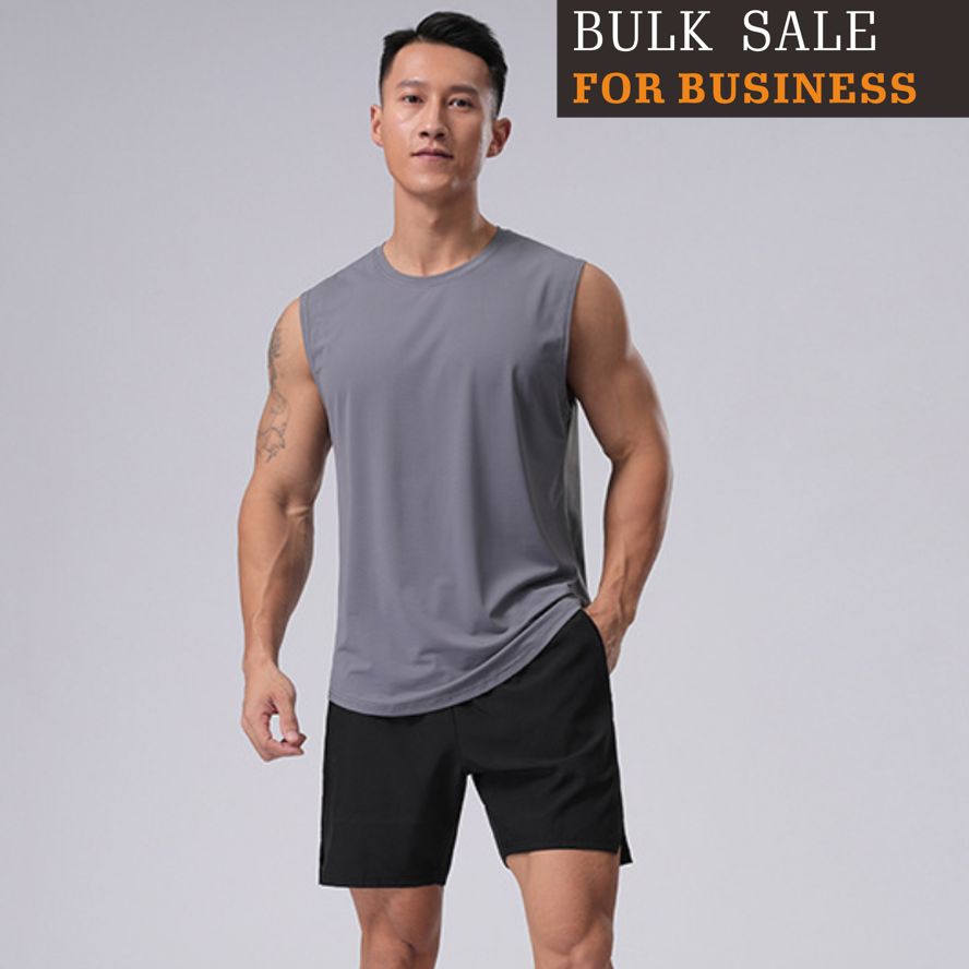 Men's Sports Running Sleeveless Vest Quick Drying Breathable Casual Loose Fit Fitness Training Top T-Shirt In Stock