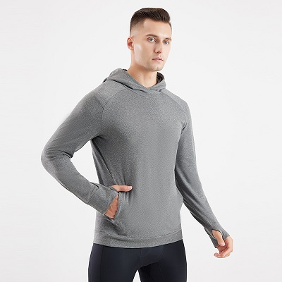 Fleece hooded sweatshirt for outdoor warmth sports pullover hoodie fitness top