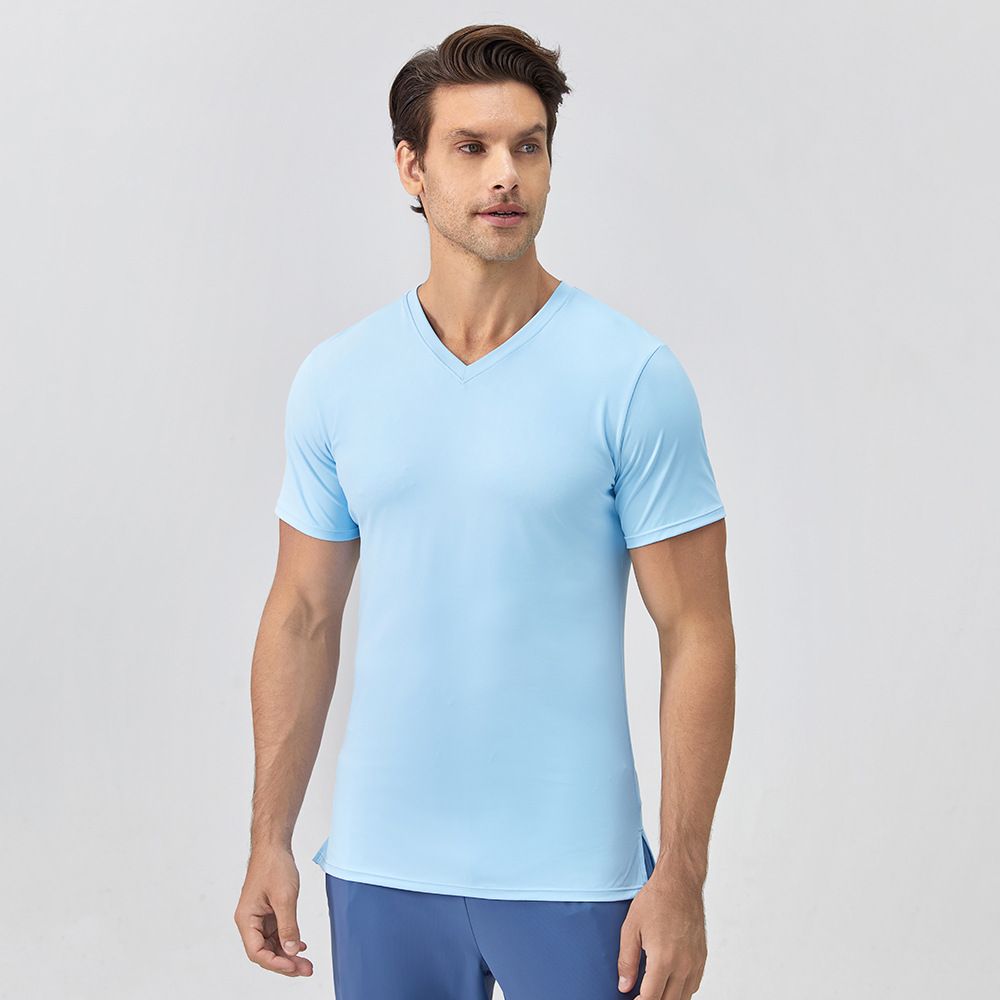 30D yarn series men's yoga wear  quick dry sports tshirt tight running fitness wear