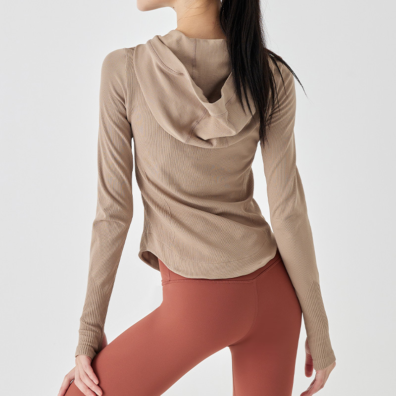 brown color seamless yoga top