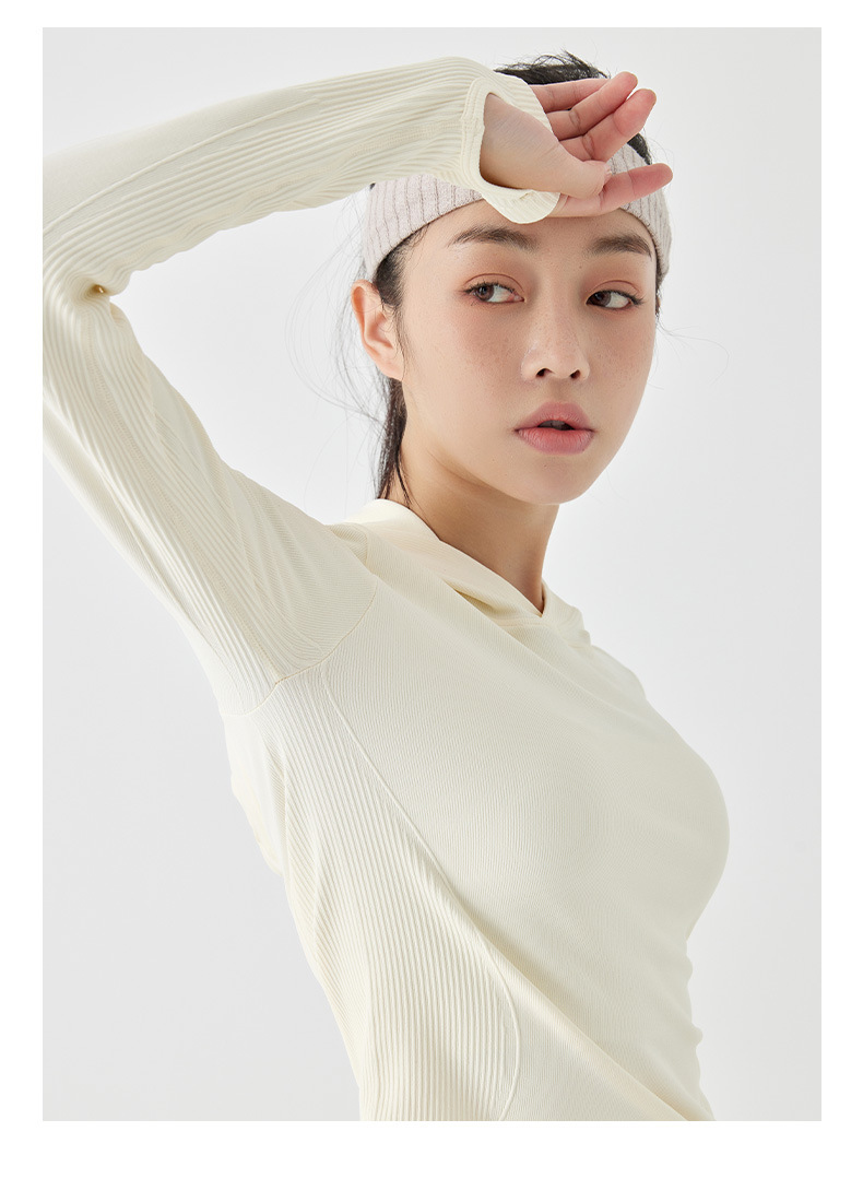 white seamless long sleeve running top winter