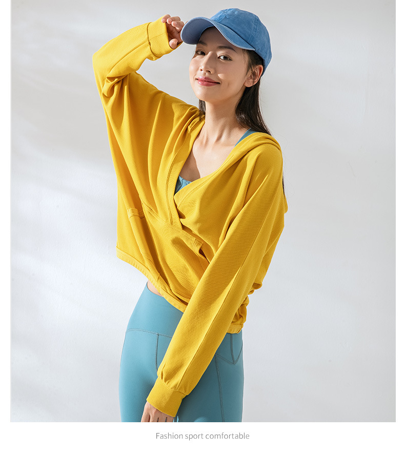 yellow yoga hoodie grey